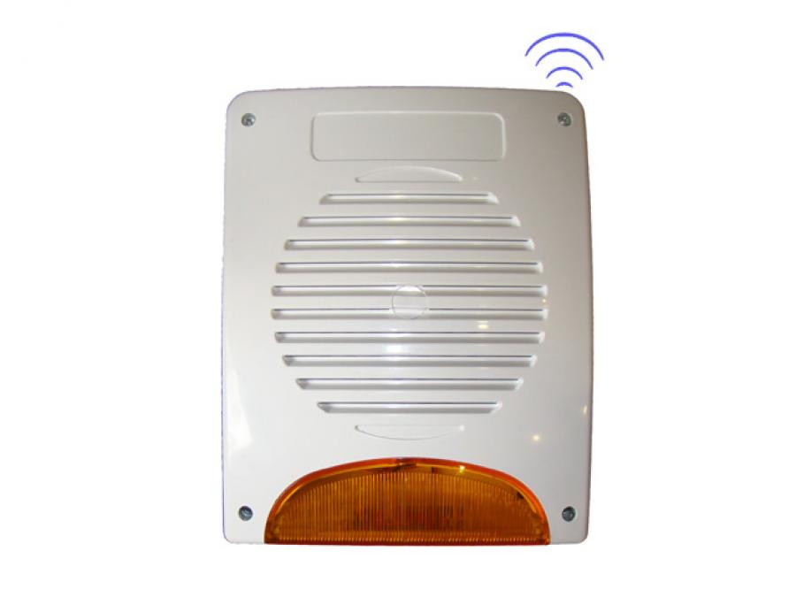 Sirena d'allarme esterna wireless anti-schiuma, autoprotetta ed autoalimentata con lampeggiatore LED
