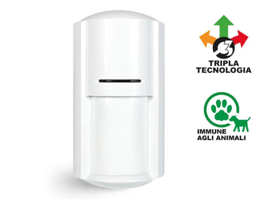 Sensore volumetrico tripla tecnologia filare per capannoni e magazzini pet friendly