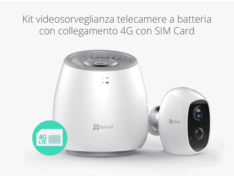 Kit videosorveglianza WIFI con telecamere a Batteria con connessione 3G/4G con SIM Card o WIFI
